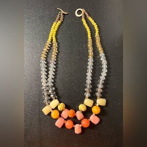 Anthropologie Jaded Tropics Double Strands Beaded Toggle Clasp Necklace